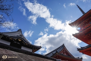 La compagnia ha avuto anche la possibilità di visitare il tempio Kiyomizu-dera di Kyoto, costruito 1.200 anni fa, in uno stile che ricorda l'architettura della dinastia Tang della Cina. Nelle zone di Giappone, Corea e Taiwan sarà riproposta quest’antica cultura sul palco (foto di Kexin Li)