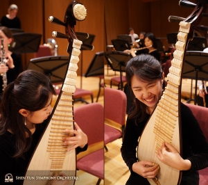 Yuru Chen trascorre momenti piacevoli con il suo pipa, alla Yuanlin Performance Hall di Changhua, Taiwan